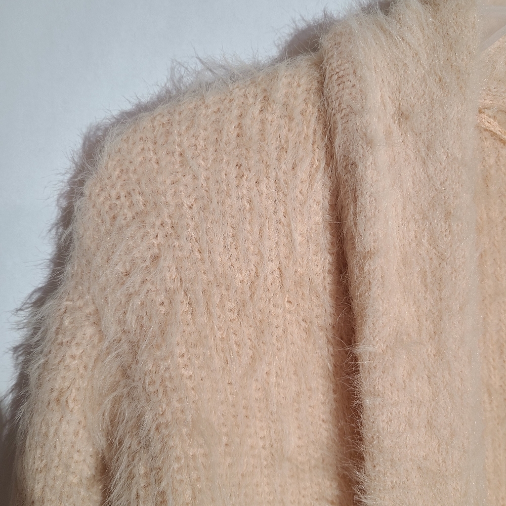 Knitted and knotted cardigan eyelash pocket long cozy sweater - Picture 12 of 16